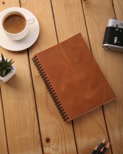 Кожаный блокнот А5 KRNY светло коричневый